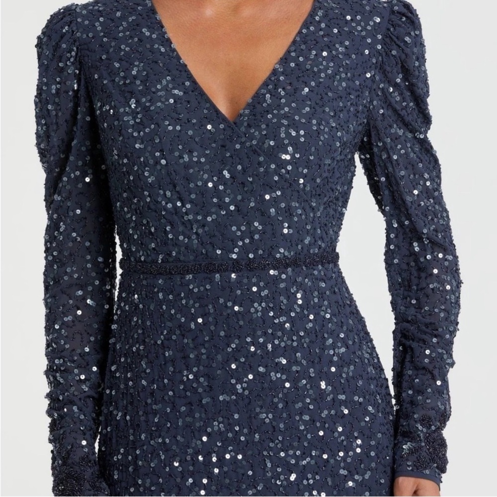 Mac Duggal 10740 Embellished Long Sleeve Beaded Sequin Evening Gown Size 14 NWT - Picture 3 of 9